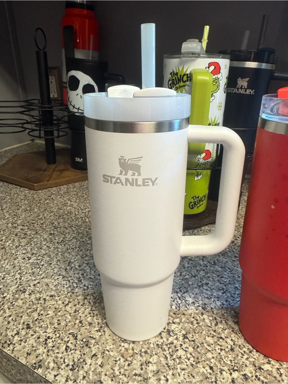 Stanley White Travel Mug with Handle and Lid